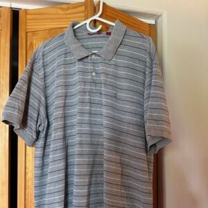 Izod mens shirt, grey with stripes, really nice shirt XXL